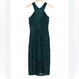 Sam Edelman Teal Lace Cross Neck Sheath Dress, Size 10, NWT